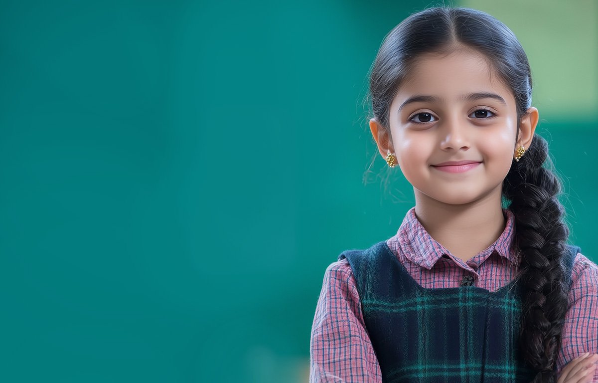 A primary-school student at Jain Heritage School